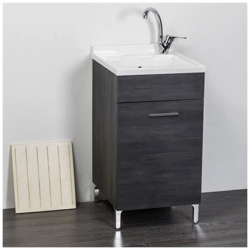 Lavatoio in legno con 1 anta Rovere Scuro 45×50 cm da interno con asse lavapanni precio