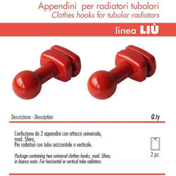 Pika' 2 appendini per radiatori liu' sfera colore rosso en oferta