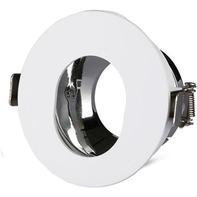 Portafaretto LED da Incasso GU10 Rotondo Orientabile con Foro Ovale Colore Bianco con Interno Cromato - V-tac