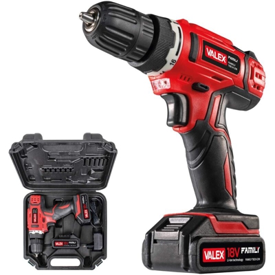 TRAPANO AVVITATORE CON MANDRINOAUTORERRANTE A BATTERIA LITIO - 2 BATTERIE DA 0,8Ah 18V FAMILY-TECH 218 VALEX