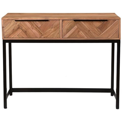 Console In Acacia Nera E Metallo 2 Cassetti Stick