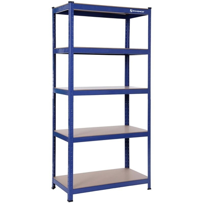 Robusto Scaffale in Metallo per Carichi Pesanti 5 Ripiani Senza Bullone in Acciaio Laccato Finitura a Polvere Blu Resistente Capacità Portata 1325kg,