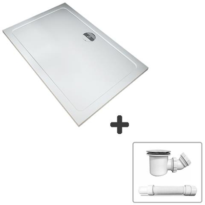 Piatto Doccia Rettangolare Ultraslim 3cm Rinforzato 120x80cm Con Sifone Pilettone E Tubo Flessibile