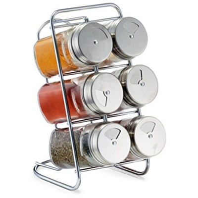 Zeller Portaspezie in Vetro e Acciaio Inox, 7 Pezzi