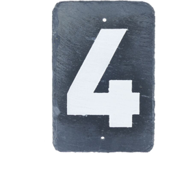 PrimeMatik - Numero 4 su ardesia 180x120mm marcatura características