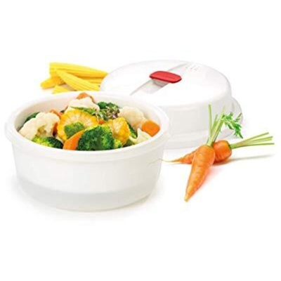 Contenitore Vaporiera Vaportiera per Forno a Microonde Cottura a Vapore Bianco - LGVSHOPPING