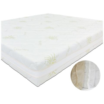 Materasso Matrimoniale Molle 800 Ind. 160 x 195 x 22 cm, Portanza Differenziata, Fodera Sfoderabile in Aloe Vera, Incl. Memory