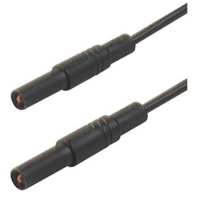 SKS Hirschmann MLS GG 100/1 sw Puntali di sicurezza [Spina a banana 4 mm - Spina a banana 4 mm] 1.00 m Nero