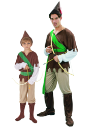 Costume di coppia da eroe del bosco per padre e figlio en oferta