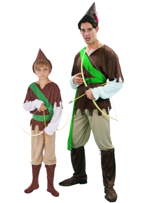 Costume di coppia da eroe del bosco per padre e figlio