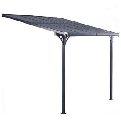 Gazebo Pergola A Parete Gardiun Elliot - 8 M² 313x254x220/260 Cm Alluminio E Policarbonato