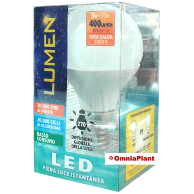 Lümen - Lampada Led sfera 5W E14 luce Calda, da Lumen