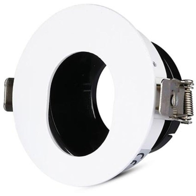 Portafaretto LED da Incasso GU10 Rotondo Orientabile con Foro Ovale Colore Bianco con Interno Nero - V-tac