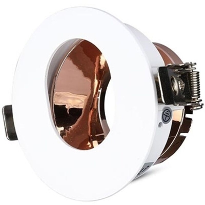 Portafaretto LED da Incasso GU10 Rotondo Orientabile con Foro Ovale Colore Bianco con Interno Oro Rosa - V-tac