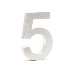 Numero civico in 3D "5" acciaio inossidabile 20cm carattere Arial antiruggine - WILTEC características