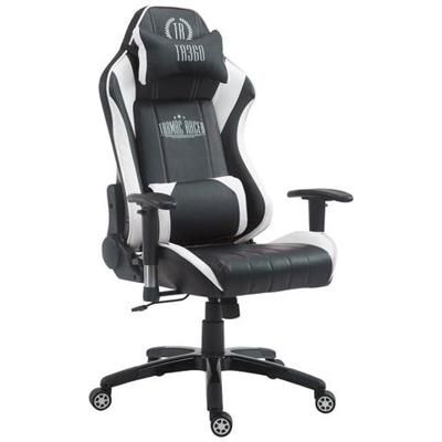 Sedia Ufficio Racing Shift X2 in Similpelle I Poltrona Gaming Reclinabile Ergonomica con Doppio Cuscino Nero / Bianco Senza Poggiapiedi