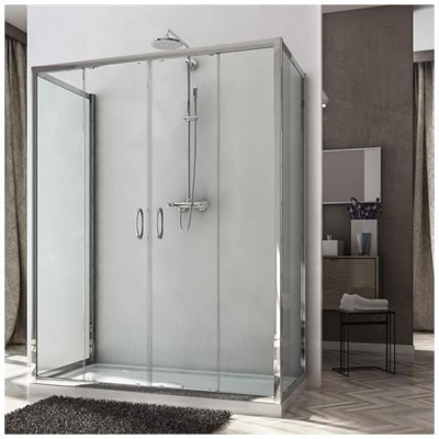 Box Doccia 3 Lati 75x120x75 Cm H185 Trasparente Mod. Replay Trio 2 Ante
