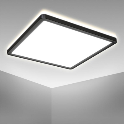 B.K.Licht Plafoniera LED con illuminazione indiretta, ultra piatta 2,8cm, LED integrati 18W, 2400Lm, luce bianca naturale 4000K, quadrata lato 29cm,