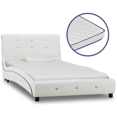 Letto Con Materasso Memory Foam Bianco In Similpelle 90x200 Cm