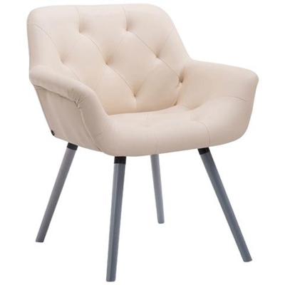 Sedia Attesa Cassidy in Tessuto E Legno | Poltroncina Imbottita Conferenze, con Braccioli, Alt. Seduta 45 cm I Carico Max 150KG Crema Base Legno: Grigio