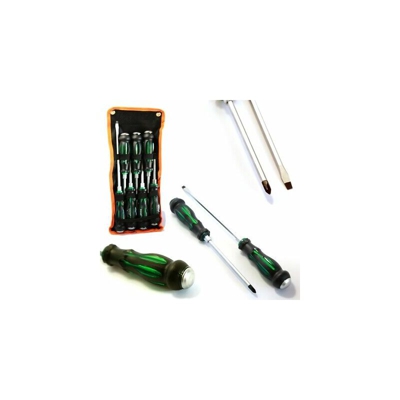 Tp - Kit Set 7 Cacciaviti Cacciavite Impatto A Croce E Taglio Con Manico Ad Impatto