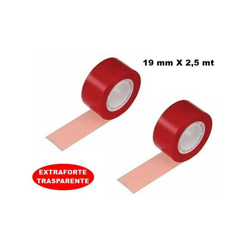 SET 2 ROTOLI DI NASTRO BIADESIVO EXTRA FORTE TRASPARENTE 19 mm X 2,5 METRI - J69 precio