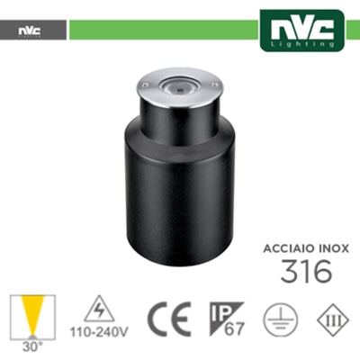 segna passo led 2,50 watt 24 volt A+ CE III classe IP67 bianco caldo no tondo lif nvne0225w3k24v - NVC