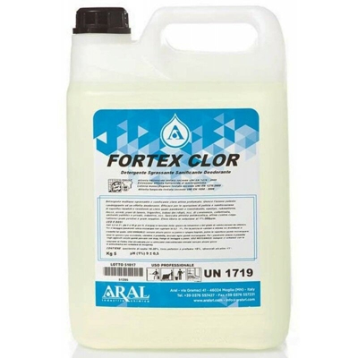 Aral - Fortex Clor Detergente Sgrassante e Sanificante con Cloro Attivo Multiuso e Profumato Made in Italy 5kg