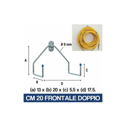 Marca - GANCIO A MURO PARETE MULTIUSO APPENDI ROTOLONE TUBO ATTREZZI OFFICINA 35040V CM 20 FRONTALE DOPPIO (29251) precio