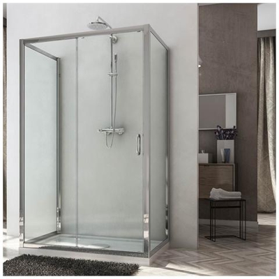 Box Doccia 3 Lati 75x130x75 Cm H185 Trasparente Mod. Replay Trio 1 Anta
