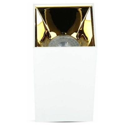 Portafaretto LED V-TAC Montaggio a Plafone Quadrato GU10 Corpo Bianco Riflettore Oro