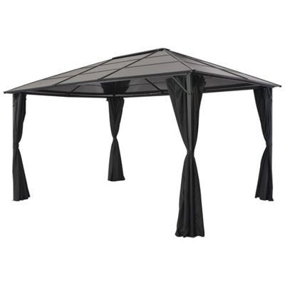 Gazebo con Tende 4x3x2,6 m Nero
