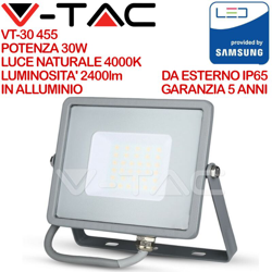 Faro LED V-TAC SMD Chip Samsung 30W Colore Grigio 4000K IP65 en oferta
