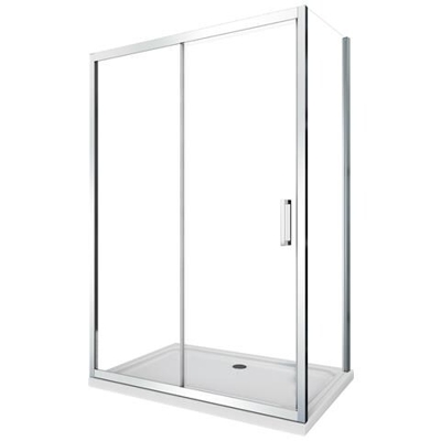 Box Doccia Angolare, Parete Fissa Laterale, Porta Scorrevole Frontale Reversibile, 77.5-80 Fissa X 150-155 Porta