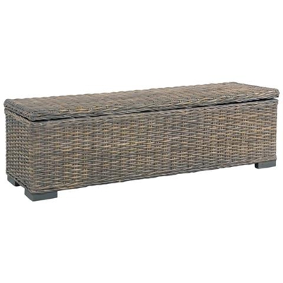 Scatola Portaoggetti 120 Cm Grigia Rattan Kubu E Massello Mango