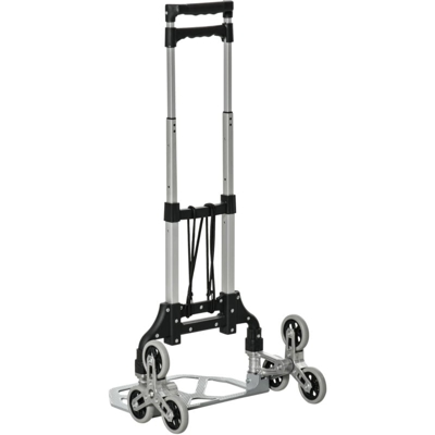 Carrello Portapacchi Pieghevole in Alluminio con 6 Ruote per Scale Carico 70kg - Durhand