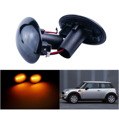 Kit Freccia Laterale a Led Side Marker Lente Nero Fume Luce Arancione Per Mini R56 R57 R58 R59 2007-2013 - CARALL