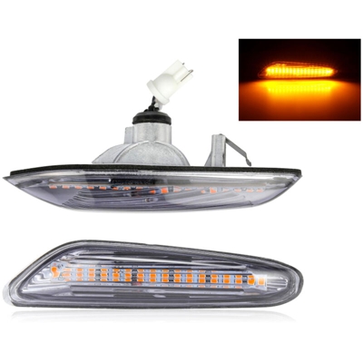 Kit Freccia Laterale a Led Side Marker Lente Trasparente Luce Arancione Per BMW E46 E36 E60 E61 E81 E82 E87 E88 E92 E93 X1 E84 X3 E83 X5 E53 E46 E81