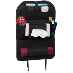 Organizer per Sedile, Maxi Portaoggetti in Feltro per Schienale Auto, per Bambini, 7 Scomparti, Nero - RELAXDAYS en oferta