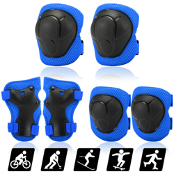 6 set di protezioni per pattinaggio a rotelle per bambini, Ginocchiere * 2, protezioni per il polso * 2, protezioni per le mani * 2, blu - ASUPERMALL en oferta