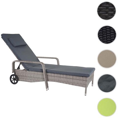 Lettino Regolabile Da Esterno Carrara Alluminio Polyrattan 197x71x108cm Grigio Con Cuscino Grigio Scuro