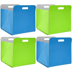 4 Scatole di Feltro 33x33x38 cm Cesto Borsa per Scaffali Ikea Kallax Verde Blu - DUNEDESIGN en oferta