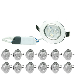 ECD Germany 12 x Faretto LED Incasso 3W 230V - Rotondo ?8,2cm - 214 lumen - Bianco Caldo 3000K - orientabile 30 ? - IP44 - Faretto da Incasso precio