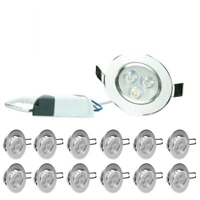 ECD Germany 12 x Faretto LED Incasso 3W 230V - Rotondo ?8,2cm - 214 lumen - Bianco Caldo 3000K - orientabile 30 ? - IP44 - Faretto da Incasso