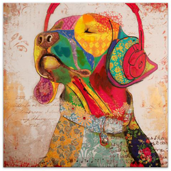 Labrador Pop Art Quadro, stampa moderna su tela con decorazioni in rilievo fatte a mano e montata su telaio estetico alto AS327X1 en oferta
