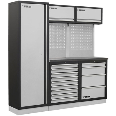 Fervi A008Q Arredamento Modulare Per Officina Con Pianale In Acciaio Inox