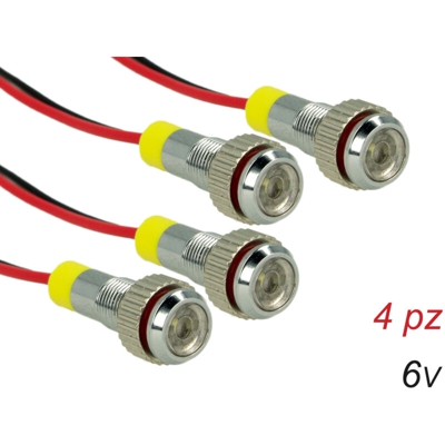 4 Pezzi Mini Viti Lampada Led Screw Con Filo Rondella 6V Bianco 6000K Luci Spia Per Moto Epoca - CARALL