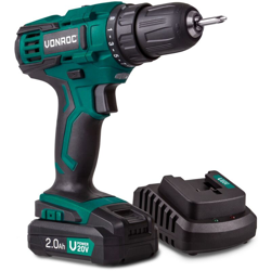 VONROC Trapano avvitatore a batteria VPOWER 20V. Set completo di batteria 2.0 Ah, caricabatteria, punte e sacca portautensili precio