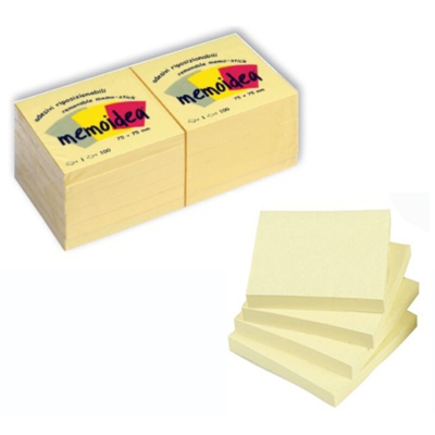 12 x foglietti memoidea 75x75 mm giallo pastello post-it lif itr3250