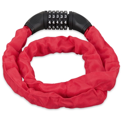 Lucchetto a Combinazione per Bicicletta, Codice a 5 Cifre, in Acciaio, 120 cm di Lunghezza, Rosso - RELAXDAYS